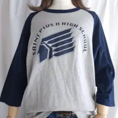 ラグランTシャツ Mサイズ Sport-Tek 七分袖 グレー ネイビー 古着