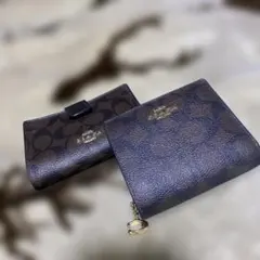 おまけ付‼️ coach 二つ折り財布 ダークブラウン　2つセット