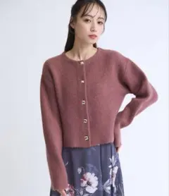 Noela ノエラ ラクーンブレンドニットジャケット ピンクのサムネイル