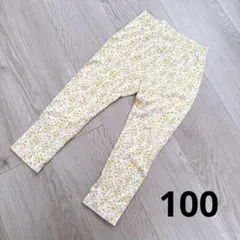 ユニクロ 花柄 フラワー レギンス イエロー 10分丈 100