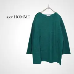 a.v.v HOMME 七分袖 クルーネック カットソー M グリーン 綿混のサムネイル