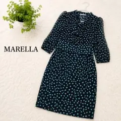 美品 MARELLA イタリア製 ドットワンピース ボウタイ シフォン 異素材のサムネイル