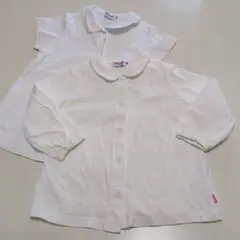 MIKI HOUSE ★ホワイト半袖.長袖シャツ 2枚セット 100・90