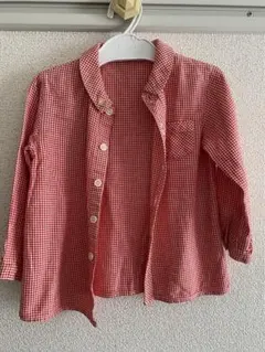 familiar 赤と白のギンガムチェック長袖シャツ