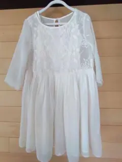ホワイト刺繍ドレス 5分袖　130cm スナイデルガールのサムネイル