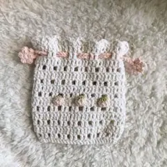 いちご　お花　巾着　編み物　かぎ針編み