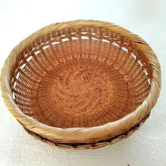 網代返し縁の輪口編み盛りかご ハンドメイド - メルカリ