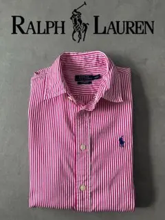 【赤ストライプ】POLO RALPH LAUREN 赤 ストライプ シャツ S