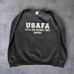 AVIREX USAFA スウェット ブラック ビックプリント アメカジ M