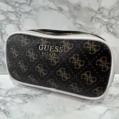 ほぼ未使用品 GUESS ゲス PUレザー コスメ化粧メイクマルチポーチ