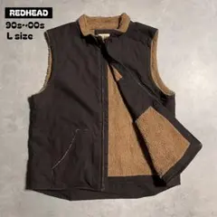 REDHEADボア襟ダックベスト茶Lサイズビッグシルエットワークストリート古着