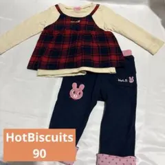 ホットビスケッツ　ミキハウス　女の子　ベビー　90 チェック柄トレーナー 長袖
