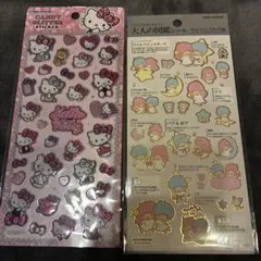 正規品⭐︎キティーグリッターシール 大人の図鑑シールリトルツインスターズ
