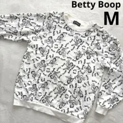 【Betty Boop】ベティちゃん総柄　長袖トレーナー　ホワイト　トップス　M