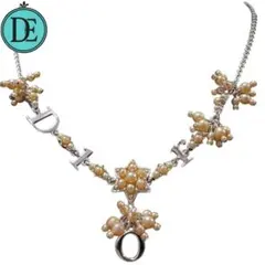 【希少】Dior ディオール ネックレス パール ロゴチャーム スター シルバー