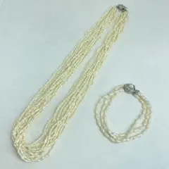 淡水 パール 10連 ネックレス 3連 ブレスレット 2点セット 8YF03