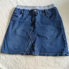 GU　デニム　スカート　ポケット付き　女の子　150センチ　青　ゴム