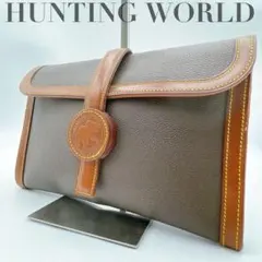 HUNTING WORLD セカンドバッグ PVC レザー ブラウン A4 美品