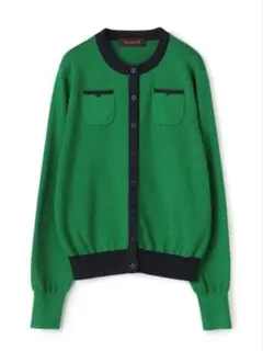caban コットンカシミヤ バイカラークルーネックカーディガン