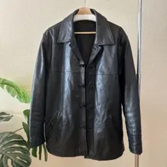 ブラックレザーコート XL