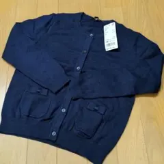 ユニクロリボン付きポケット ネイビー カーディガン　130　新品未使用