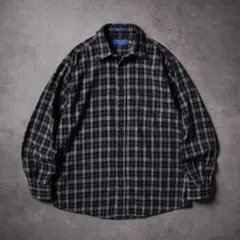 90s TOWNCRAFT チェックシャツ ライトネルシャツ ブラックのサムネイル