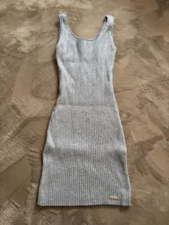Rady グレー ノースリーブ リブニットワンピース