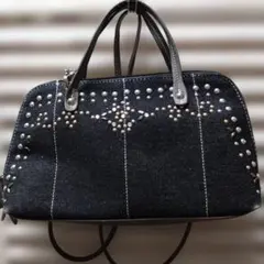 デニムブラックスタッズバッグ