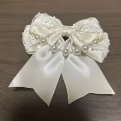 アイボリーリボンヘッドドレス　パール装飾