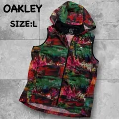 オークリー　ゴルフウェア　総柄ベスト　フード付き　Lサイズ　OAKLEY