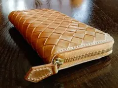 【美品】本革ブライドルレザー　 極太編み込み　長財布 　財布　メンズ