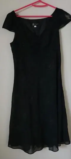 MICHEL KLEIN 黒 ドット模様 Aラインドレス Mサイズ