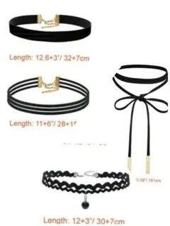 新品未使用☆SHEIN☆ベロア素材 チョーカー4点セット ブラック系