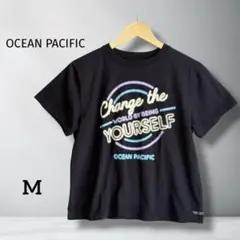 【オーシャンパシフィック】 半袖 Tシャツ ブラック M ロゴ刺繍 レディースのサムネイル
