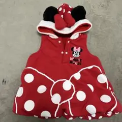 ミニーマウス フード付き着ぐるみワンピース　赤水玉
