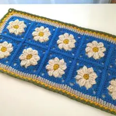 モチーフ編み マルチカバー グラニースクエア ブランケット レトロポップ