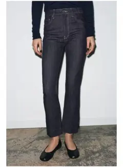 【美品】ZARA クロップド丈ブーツカット　ハイウエストジーンズ　ワンウォッシュ