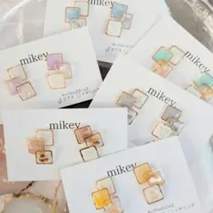 【選べる6色】ニュアンススクエアレジンピアス｜推し活　上品 イヤリング変更可