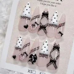 ネイルチップ 現品 バレエコア ガーリー ワンホン 韓国 スナ系 オーダー