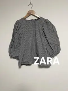 ZARA パフスリーブ　ブラウス　ギンガムチェック