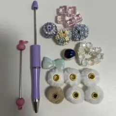 穴あきビーズとボールペン