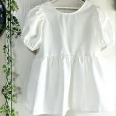 美品✨アベイル　パフスリーブ　チュニック半袖ペプラムトップス　ホワイト　M