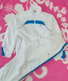 美品 00s ナイキ ナイロンセットアップ ホワイト×ブルー×ブラック L