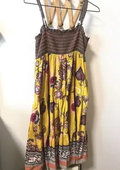 花柄 ノースリーブ　ワンピース アジアン　ハート　刺繍　ボヘミアン　平成のサムネイル