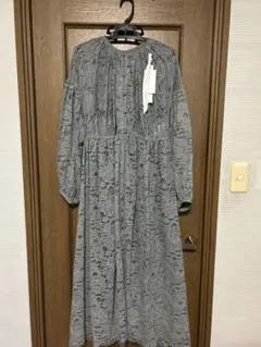 レキサミ　グレー　総レースワンピース