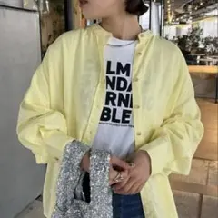 週末値引‼️ CIAOPANICTYPYリネンレーヨン　バンドカラーBIGシャツ