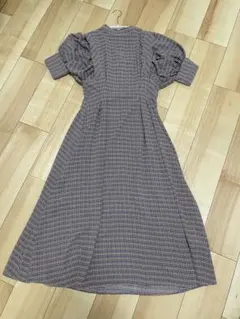 チェック柄　レトロ風ワンピース
