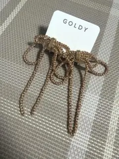 GOLDY リボン チェーン イヤリング ゴールドのサムネイル