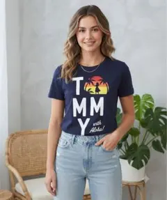TOMMY HILFIGER アロハ Tシャツ ネイビーのサムネイル