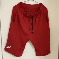 asics 赤 Lサイズ プラクティスパンツ ウエスト紐付き